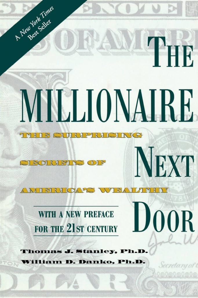 Imagem da capa do livro "O milionário mora ao lado" de Thomas J. Stanley e William D. Danko. Este é um dos 5 melhores livros de investimento para iniciantes.