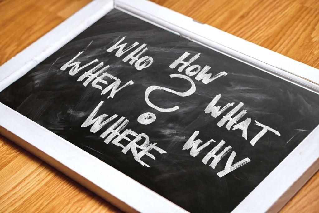 Imagem com o texto "How, Who, What, When, Why, Where?" ilustrando o que você deve levar em conta para definir e planejar uma meta